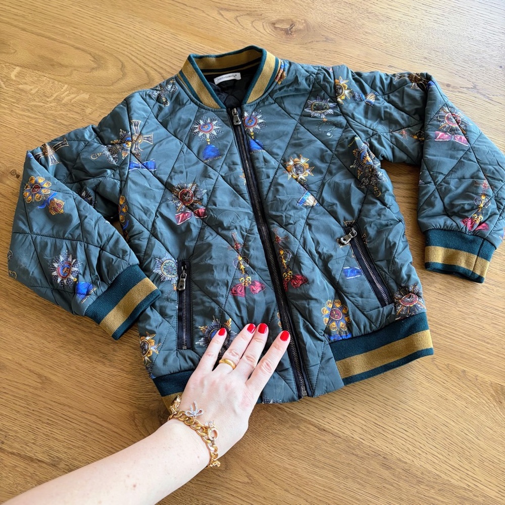 Dolce & Gabbana Kids Bomber Jacket Quilted Windbreaker Size 5-6 Luxury